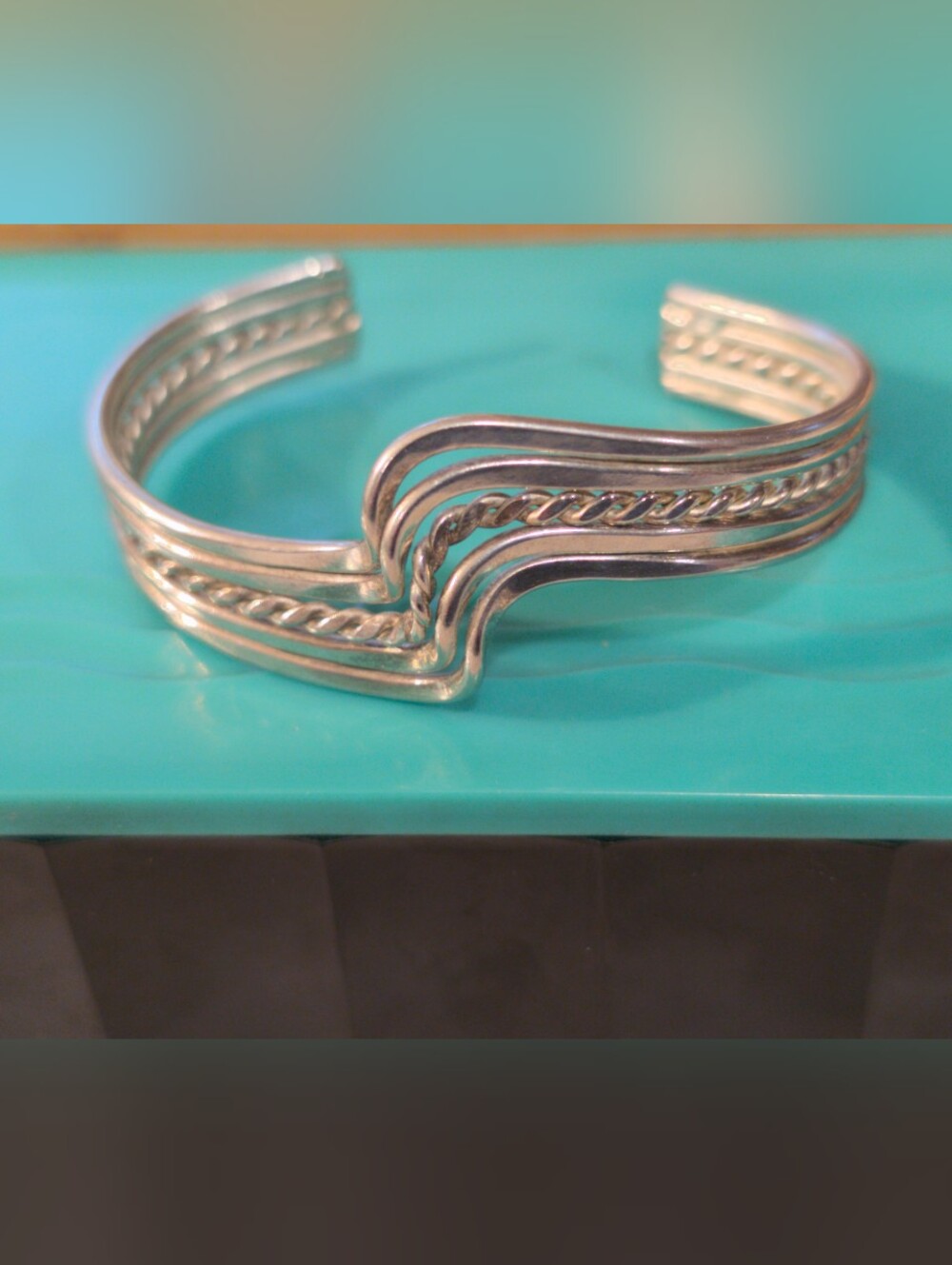 Silver Twisted Rope Cuff Bracelet -Taxco Bracelet To